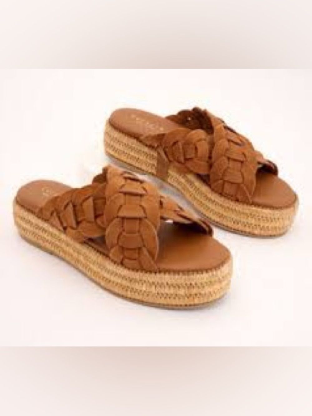 893. NEW CECILIA NEW YORK Brown Braided Suede Platform Slide Sandals